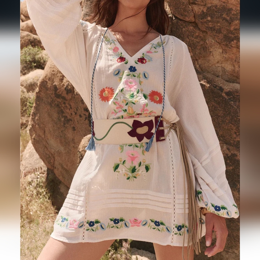 🍒NWT🍒 SPELL FLORAPALOOZA EMBOIDERED TUNIC DRESS + SLIP